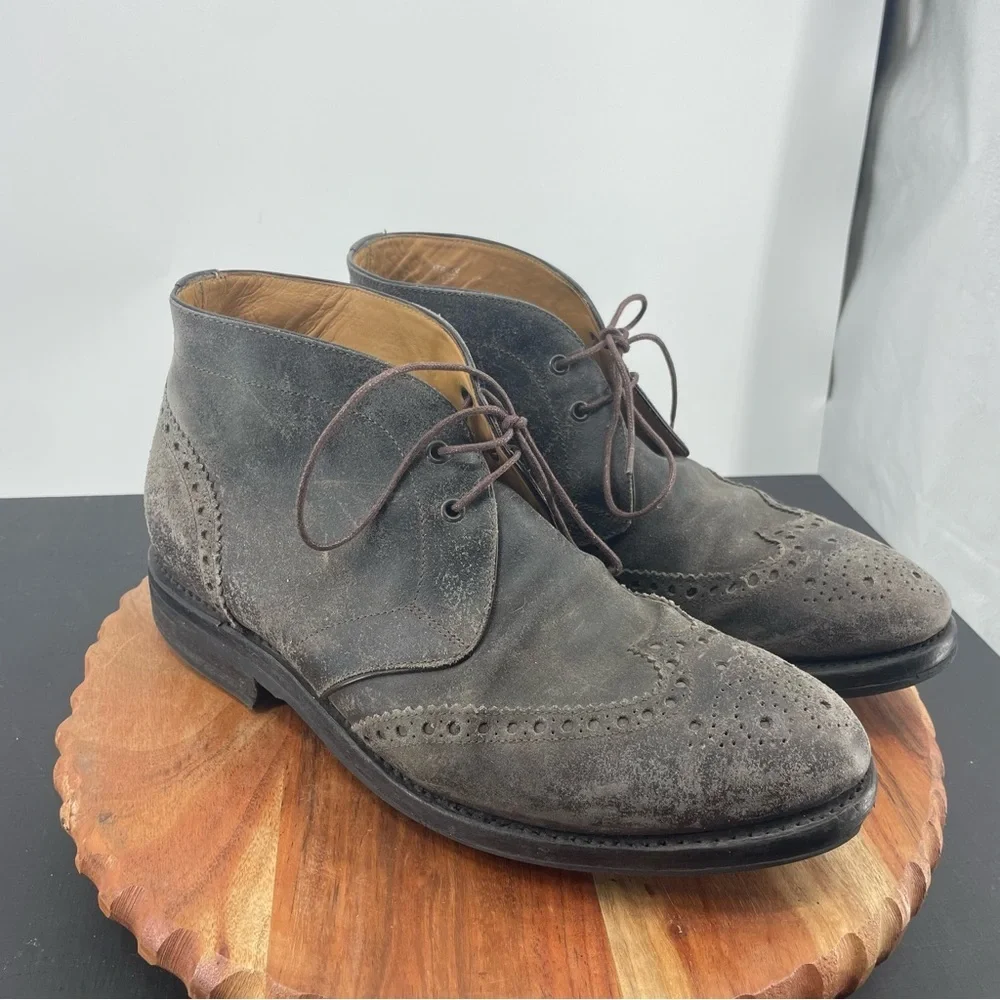 Harrys of London Mens suede Lace Up Oxford Ankle Boots 42.5 Uk 8.5‎ US 9.5 gray